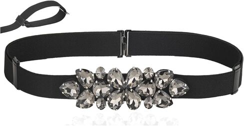 أحزمة نسائية من حجر الراين قابلة للتمدد رفيعة ونحيفة وقابلة للتعديل وحزام واسط مرن مطرز بالكريستال لفساتين السيدات in Kuwait