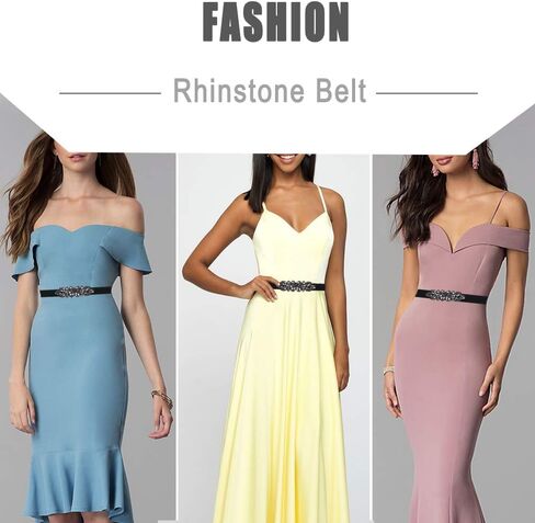 أحزمة نسائية من حجر الراين قابلة للتمدد رفيعة ونحيفة وقابلة للتعديل وحزام واسط مرن مطرز بالكريستال لفساتين السيدات in Kuwait