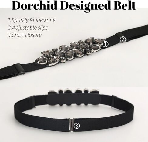 أحزمة نسائية من حجر الراين قابلة للتمدد رفيعة ونحيفة وقابلة للتعديل وحزام واسط مرن مطرز بالكريستال لفساتين السيدات in Kuwait