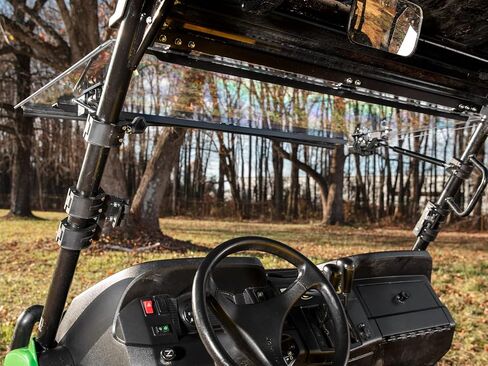 SuperATV Scratch Resistant Flip Windshield for John Deere Gator XUV550, XUV550 S4 2012-2016, Made of 1/4" Hard Coated Polycarbonate, Comes Preassembled, Can be Closed, Vented, or Fully Open, USA Made in Saudi Arabia