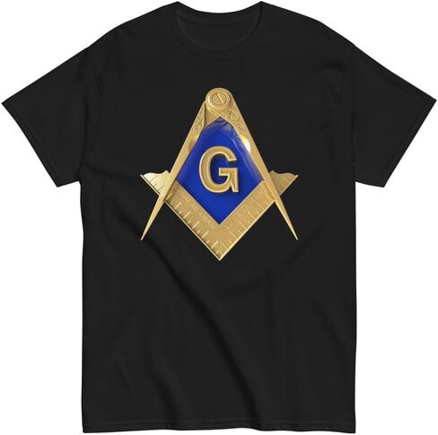 تي شيرت ماسوني أزرق ذهبي مربع وبوصلة، قميص الماسوني مربع وبوصلة، SM-5XL in Kuwait