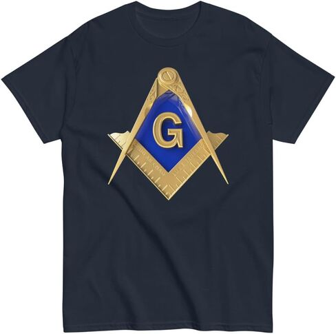 Square & Compass Gold Blue Masonic T-Shirt, Freemason Square & Compass Shirt, SM-5XL in Saudi Arabia