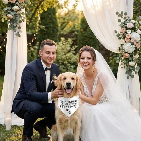 Engagement Gift, My Humans are Getting Married Dog Bandana, Wedding Photo Prop, Pet Scarf, Dog Engagement Announcement Gifts for Couples, Pet Accessories,White in Kuwait