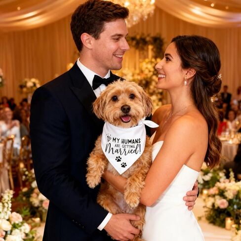 Engagement Gift, My Humans are Getting Married Dog Bandana, Wedding Photo Prop, Pet Scarf, Dog Engagement Announcement Gifts for Couples, Pet Accessories,White in Kuwait