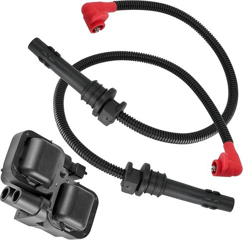 Caltric Ignition Coil with Spark Plug Wires compatible with Polaris Ranger XP 900 2014 2015 2016 2017 2018 2019 in Saudi Arabia