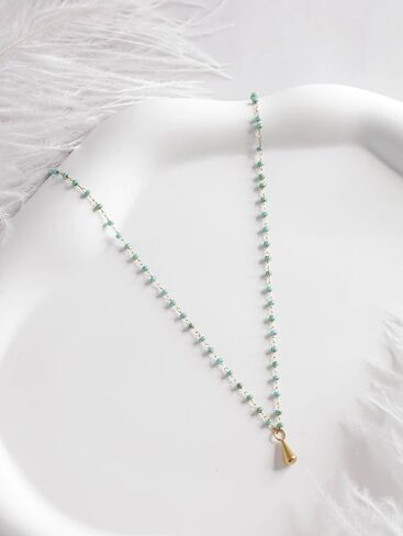 MINACHI Boho Chic Minimalist Created Turquoise Bead Chain Choker Necklace, Vintage Hippie Bohemian Jewelry Gift for Women in Saudi Arabia