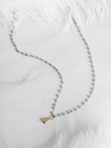 MINACHI Boho Chic Minimalist Created Turquoise Bead Chain Choker Necklace, Vintage Hippie Bohemian Jewelry Gift for Women in Saudi Arabia