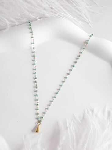 MINACHI Boho Chic Minimalist Created Turquoise Bead Chain Choker Necklace, Vintage Hippie Bohemian Jewelry Gift for Women in Saudi Arabia