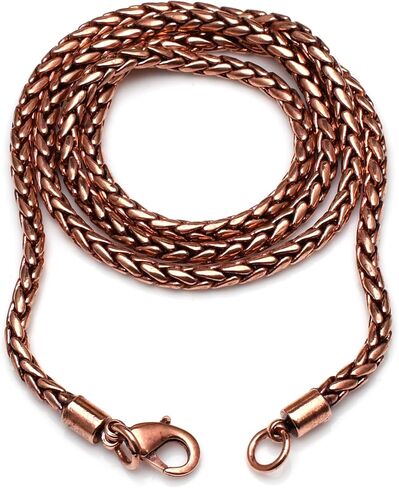 100% Rose Gold Wheat Chain Necklace, Braided Link Design, Lobster Clasp Copper Chain Gift For Women in Saudi Arabia