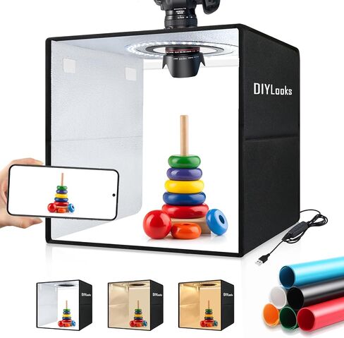 Portable Photo Studio Light Box, Photo Light Box, 16"x16"x16" Professional Dimmable Shooting Tent Kit with CRI >97 150 LED Lights 5700k 3600lm 4 Backdrops for Small Product Photography in Saudi Arabia