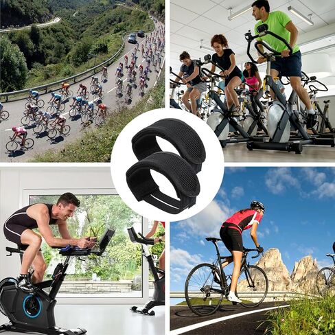 1 Pairs Bike Pedal Straps, Adjustable Anti-Slip Toe Clips Straps with Double Adhesive, Universal Cycling Foot Strap for Fixed Gear, Kids Bike, Exercise Cycle & Road Bikes Cleats (Black) in Saudi Arabia