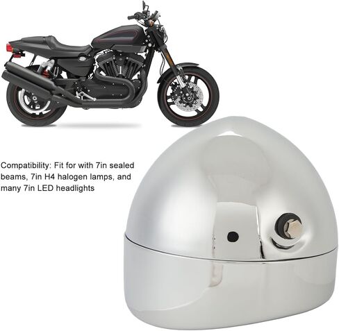 Motorcycle Headlight Housing Finish, Aluminum Alloy, Universal Fit for 7 Inch Headlamp - Durable Construction, Stylish Design, Easy Installation for Motorcycles in Kuwait