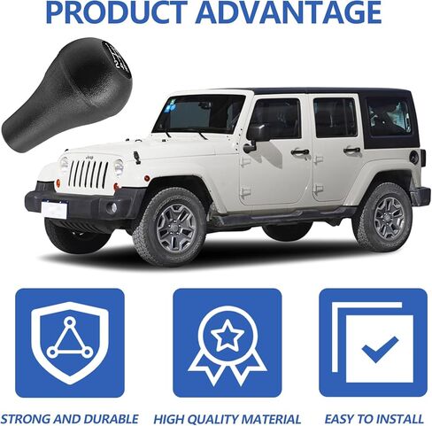 Manual Gear Shift Knob with Cover 5 Speed Replace# 52104174 Compatible with JP Wrangler Cherokee Dodge Ram Dakota Manual Gear Shift Lever Handle Black in Saudi Arabia