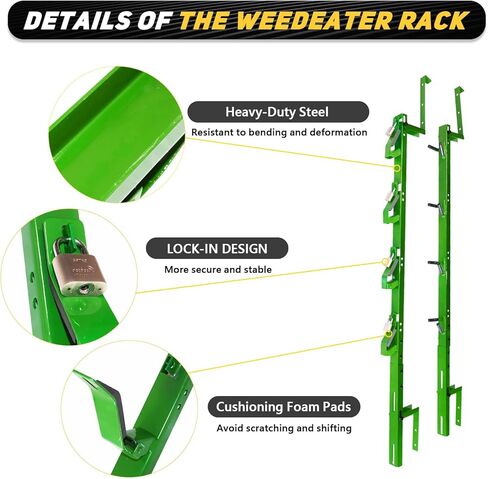 رف آكل الأعشاب ذو 4 أماكن مناسب لجدران المقطورة المفتوحة والمغلقة والمناظر الطبيعية لشاحنة الأعشاب مع 4 قفل - أخضر in Kuwait