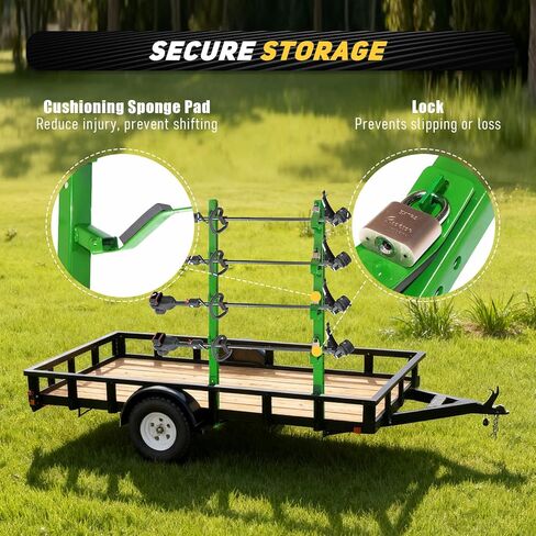 رف آكل الأعشاب ذو 4 أماكن مناسب لجدران المقطورة المفتوحة والمغلقة والمناظر الطبيعية لشاحنة الأعشاب مع 4 قفل - أخضر in Kuwait