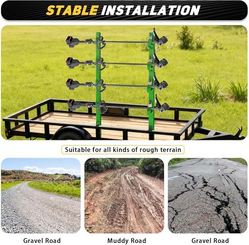 رف آكل الأعشاب ذو 4 أماكن مناسب لجدران المقطورة المفتوحة والمغلقة والمناظر الطبيعية لشاحنة الأعشاب مع 4 قفل - أخضر in Kuwait