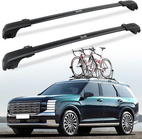 رف سقف Snailfly مناسب لشركة Hyundai Palisade 2026 قضبان متقاطعة من الألومنيوم قابلة للقفل مع قضبان جانبية على السطح باللون الأسود للأمتعة وقوارب الكاياك وألواح التزلج على الماء in Saudi Arabia