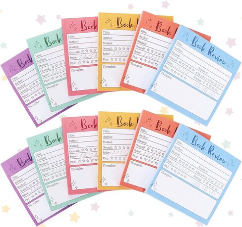 12 Pack Book Review Notepad Sticky Notes 3x3in 600 Sheet Self-Stick Note Pads 100th Day of School Reading Log Sticker Reading Tracker Gift for Book Lover Student Bookish Bookworm - Colorful in Kuwait