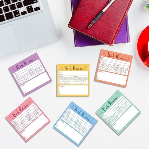 12 Pack Book Review Notepad Sticky Notes 3x3in 600 Sheet Self-Stick Note Pads 100th Day of School Reading Log Sticker Reading Tracker Gift for Book Lover Student Bookish Bookworm - Colorful in Kuwait
