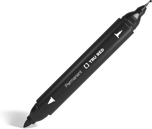 TRU RED Permanent Markers, Twin Tip, Black, 12 Pack – Pen‑Style Markers for Writing, Labeling & Office Use in Saudi Arabia