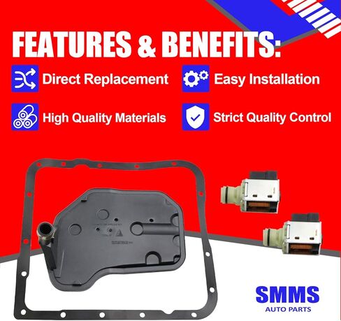 SMMS 4L60E Shift Solenoids(A&B) with Transmission Filter kit for Buick Rainier, for Cadillac Escalade, for Chevrolet Astro, Blazer, Avalanche 1998-2009, Silverado 2013 Replaces OE: 24230298 + 24208148 in Saudi Arabia