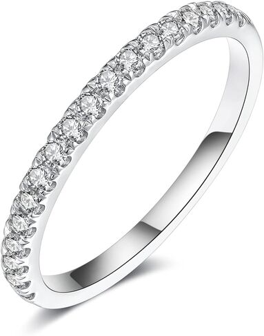 IMOLOVE Moissanite Wedding Band for Women, D Color VVS1 Moissanite, Half Eternity Band, Stackable Promise Ring for Engagement, Anniversary, Proposal in Saudi Arabia