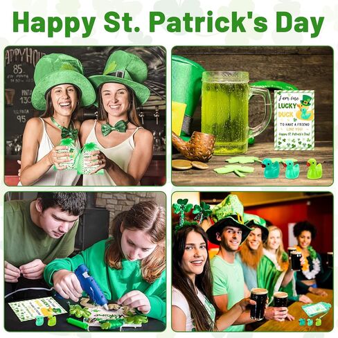 30 مجموعة من بطات الراتنج الصغيرة لعيد القديس باتريك مع بطاقات تهنئة وأكياس الأورجانزا وتماثيل البط المصغرة هدايا عيد القديس باتريك الأيرلندي لزملاء العمل وديكورات يوم القديس باتريك in Kuwait