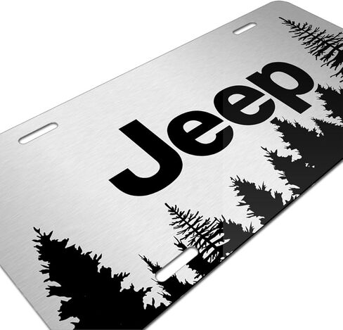 iPick Image for Jeep Forrest Sillhouette Graphic Brush Special Aluminum Metal License Plate - Official Licensed in Saudi Arabia