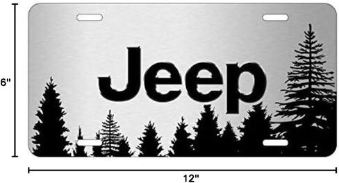 iPick Image for Jeep Forrest Sillhouette Graphic Brush Special Aluminum Metal License Plate - Official Licensed in Saudi Arabia