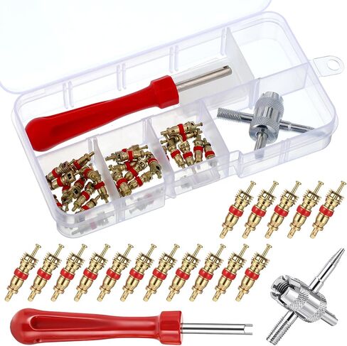 32 PCS Valve Stem Tool, Valve Stem Removal Tool, Universal Valve Core Remover Tool Kit, Dual Head A/C Tire with Cores, Caps in Saudi Arabia