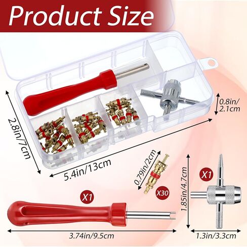 32 PCS Valve Stem Tool, Valve Stem Removal Tool, Universal Valve Core Remover Tool Kit, Dual Head A/C Tire with Cores, Caps in Saudi Arabia