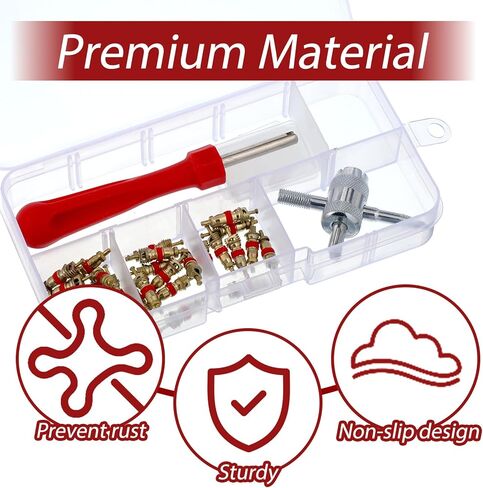 32 PCS Valve Stem Tool, Valve Stem Removal Tool, Universal Valve Core Remover Tool Kit, Dual Head A/C Tire with Cores, Caps in Saudi Arabia