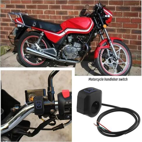 Motorcycle Handlebar Switch 22mm 7/8 Inch Handlebar Headlight Control Push Button Switch Waterproof 12V On/Off Switch with Blue LED Indicator in Saudi Arabia