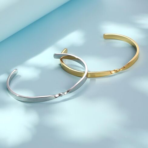 Bracelets for Women, Twisted Cuffs Bracelet made of 316 Stainless Steel, Available in Gold/Silver Dual Colors, is a Birthday Gift Jewelry for Women in Saudi Arabia