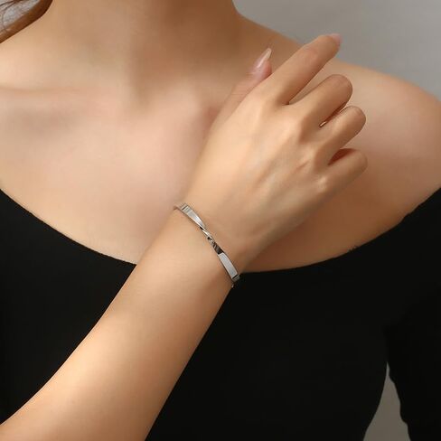 Bracelets for Women, Twisted Cuffs Bracelet made of 316 Stainless Steel, Available in Gold/Silver Dual Colors, is a Birthday Gift Jewelry for Women in Saudi Arabia