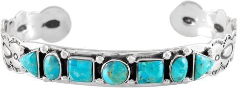 Turquoise Bracelet Sterling Silver 925 Genuine Gemstones Cuff Bracelet in Saudi Arabia