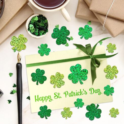 9 Sheets St. Patrick's Day Holographic Window Stickers 3 Green Colors Sparkly Shamrock Clover Window Decals for Irish Holiday Home Office Classroom Party Supplies in Saudi Arabia