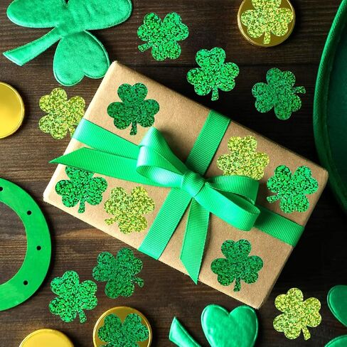 9 Sheets St. Patrick's Day Holographic Window Stickers 3 Green Colors Sparkly Shamrock Clover Window Decals for Irish Holiday Home Office Classroom Party Supplies in Saudi Arabia
