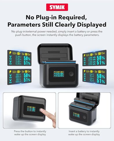 Insta 360 X5 Batteries(2 Packs) with Fast Charge Hub 24W Dual Fast Charging Case w/LCD Display Shows Battery SOC in Saudi Arabia