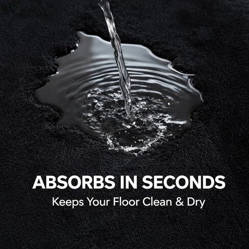 مجموعة سجاد الحمام من إسفنج الذاكرة مكونة من 4 قطع مع مادة مخملية فائقة النعومة، تصميم سفلي غير قابل للانزلاق، قدرة امتصاص عالية، هيكل قابل للغسل في الغسالة، سجاد مثالي للحمام وحوض الاستحمام والدش (أسود) in Kuwait