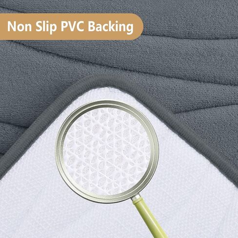 بوغاندا سجادة حمام من الإسفنج الذكي مقاس 24 × 16، سجادات حمام فائقة النعومة وذات قدرة على الامتصاص، سجاد حمام غير قابل للانزلاق وقابل للغسل في الغسالة لأرضية الحمام وحوض الاستحمام والدش، رمادي داكن in Kuwait