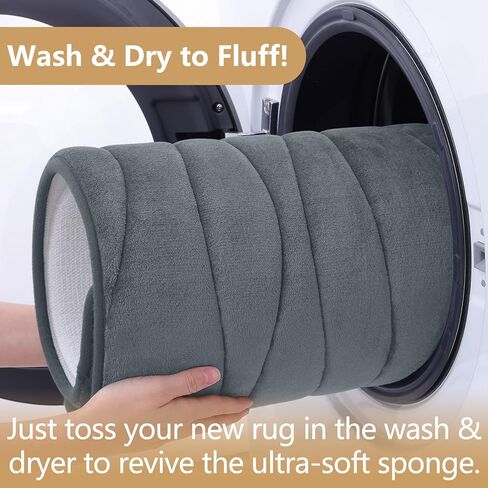 بوغاندا سجادة حمام من الإسفنج الذكي مقاس 24 × 16، سجادات حمام فائقة النعومة وذات قدرة على الامتصاص، سجاد حمام غير قابل للانزلاق وقابل للغسل في الغسالة لأرضية الحمام وحوض الاستحمام والدش، رمادي داكن in Kuwait