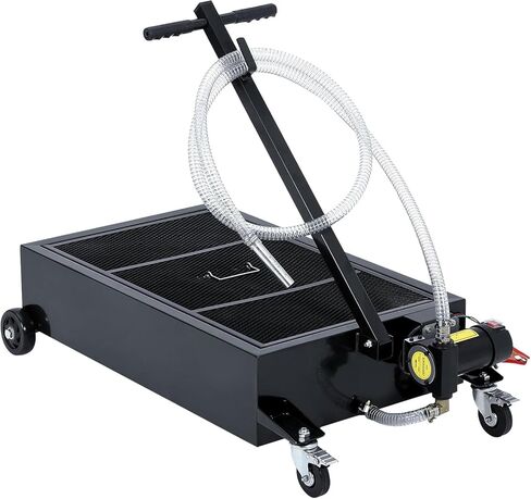 Low Profile Oil Drain Pan 20 gal with 12V Electric Pump, 8.2ft Hose & Folding Handle, Rolling Drain Cart for Cars Trucks SUVs RVs, Leak-Proof Heavy-Duty Oil Change Pan for Garage Workshop,Black in Saudi Arabia