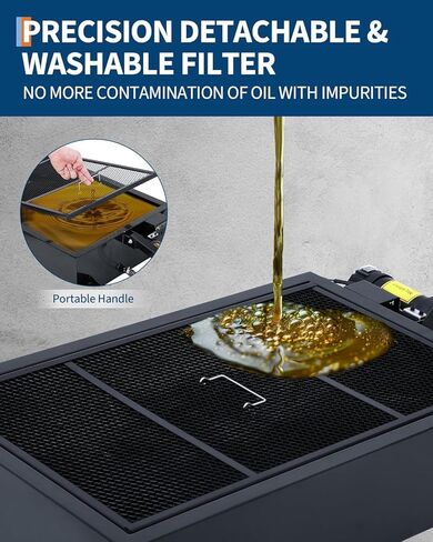 Low Profile Oil Drain Pan 20 gal with 12V Electric Pump, 8.2ft Hose & Folding Handle, Rolling Drain Cart for Cars Trucks SUVs RVs, Leak-Proof Heavy-Duty Oil Change Pan for Garage Workshop,Black in Saudi Arabia