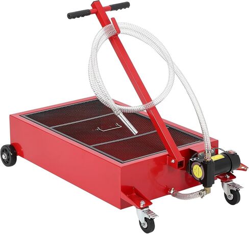 Low Profile Oil Drain Pan 20 gal with 12V Electric Pump, 8.2ft Hose & Folding Handle, Rolling Drain Cart for Cars Trucks SUVs RVs, Leak-Proof Heavy-Duty Oil Change Pan for Garage Workshop,Black in Saudi Arabia