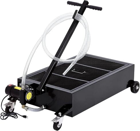 Low Profile Oil Drain Pan 20 gal with 12V Electric Pump, 8.2ft Hose & Folding Handle, Rolling Drain Cart for Cars Trucks SUVs RVs, Leak-Proof Heavy-Duty Oil Change Pan for Garage Workshop,Black in Saudi Arabia