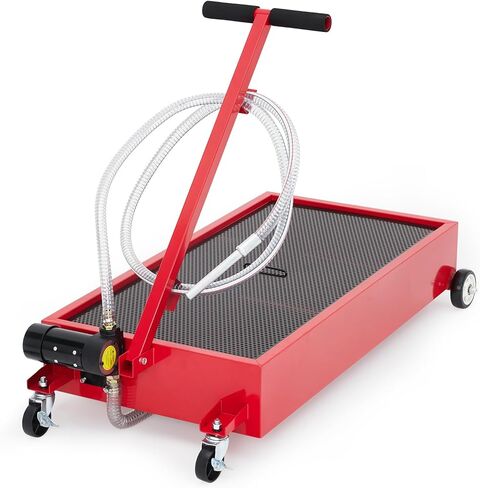 Low Profile Oil Drain Pan 20 gal with 12V Electric Pump, 8.2ft Hose & Folding Handle, Rolling Drain Cart for Cars Trucks SUVs RVs, Leak-Proof Heavy-Duty Oil Change Pan for Garage Workshop,Black in Saudi Arabia