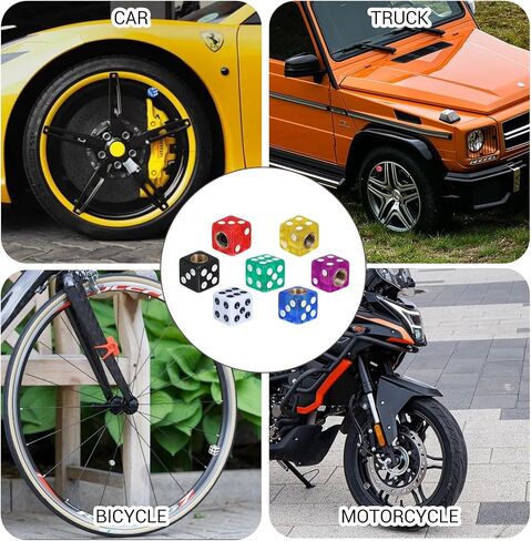 28pcs Dice Tire Valve Caps, Dice Valve Stem Caps, Red Dice Valves Stem Cap, Bike Dice Valves Cap Cute for Cars, SUV, Trucks, Bikes, Motorcycles, Bicycles (7 Colors) in Saudi Arabia