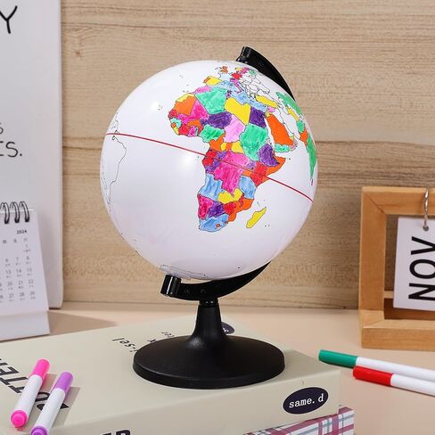 Alipis Diy Blank Globe Coloring Model, Erasable Interactive Globe for Kids, Desktop Prop for Geography Learning And Decoration, Portable Unpainted Ornament, 5. 57 Inch in Saudi Arabia