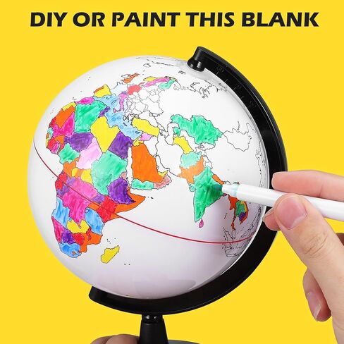 Alipis Diy Blank Globe Coloring Model, Erasable Interactive Globe for Kids, Desktop Prop for Geography Learning And Decoration, Portable Unpainted Ornament, 5. 57 Inch in Saudi Arabia